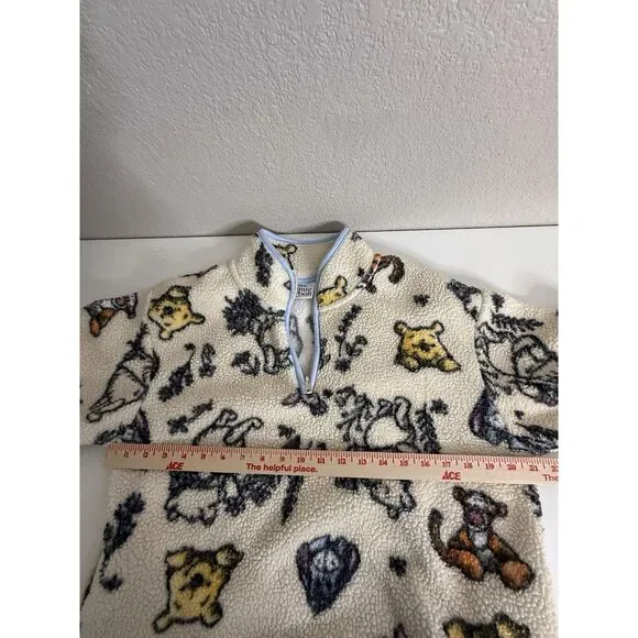 Disney Winnie The Pooh Jacket Womens S Sherpa Fleece 1/4 Zip Pullover Sweater - Picture 4 of 6